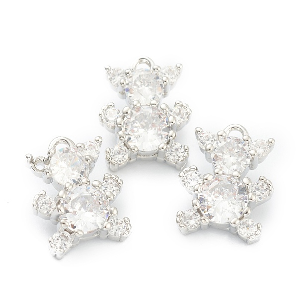 

PandaHall Brass Cubic Zirconia Pendants, Bear, Real Platinum Plated, 12.5x10x6mm, Hole: 1.6mm Brass+Cubic Zirconia Bear Clear