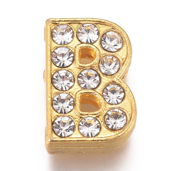 

PandaHall Alloy Slide Charms, with Crystal Rhinestone, Letter, Letter.B, B: 12x8.2x4.2mm, Hole: 2x8mm Alloy+Rhinestone Letter B