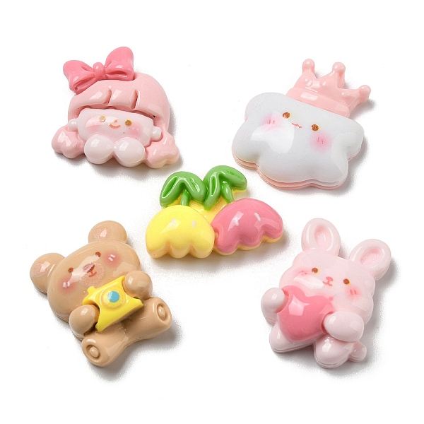 

PandaHall Opaque Resin Cabochons, Crown Cloud & Rabbit & Bear, Mixed Shapes, Mixed Color, 16.5~25x18~24x8~9mm Resin Mixed Shapes Multicolor