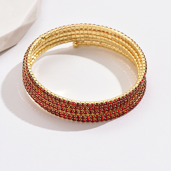 

PandaHall Real 18K Gold Plated Brass Multi Layer Wrap Bracelets, Cubic Zirconia Tennis Bracelet, Red, No Size Brass Red
