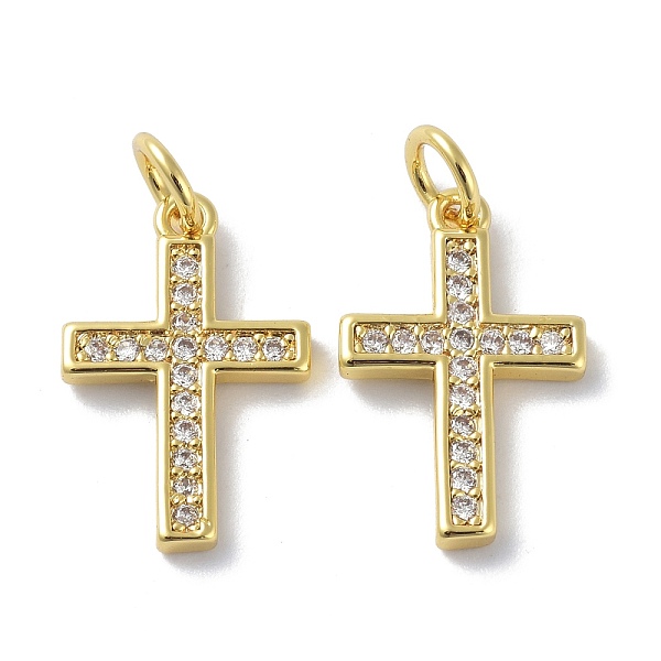 

PandaHall Brass Micro Pave Clear Cubic Zirconia Pendants, Long-Lasting Plated, with Jump Ring, Cross, Real 18K Gold Plated, 17x11x2mm, Jump...
