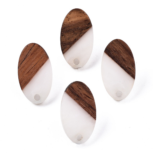 

PandaHall Resin & Walnut Wood Stud Earring Findings, with 304 Stainless Steel Pin, Oval, Creamy White, 20x11mm, Hole: 1.8mm, Pin: 0.7mm...