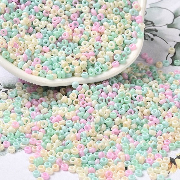 

PandaHall Baking Paint Glass Seed Beads, Donut, Colorful, 8/0, 2.5~3x1~1.5mm, Hole: 1~1.2mm, about 40909pcs/1pound Glass Donut
