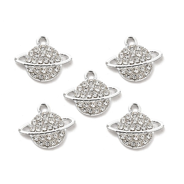 

PandaHall Alloy Rhinestone Pendants, Platinum Tone Planet Charms, Crystal, 15x18x2.6mm, Hole: 2mm Alloy+Rhinestone Planet Clear