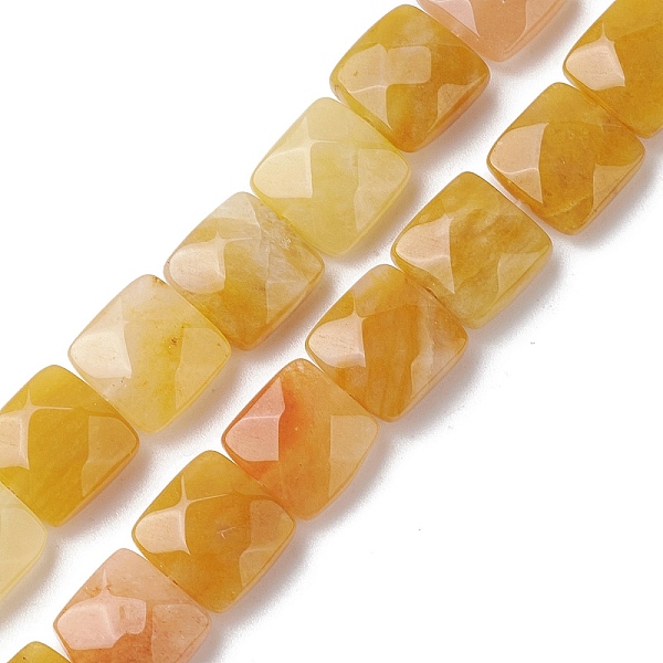 

PandaHall Natural Topaz Jade Beads Strands, Faceted Square, 10x10x5mm, Hole: 1.2mm, about 20pcs/strand, 7.95''(20.2cm) Topaz Jade Square