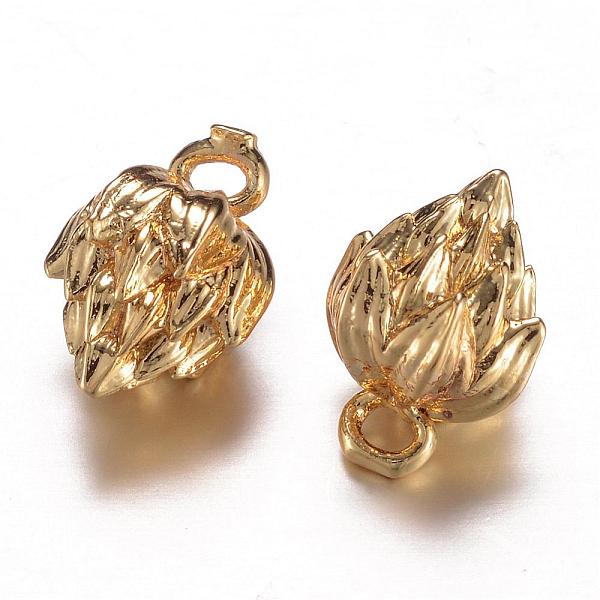 

PandaHall Long-Lasting Plated Brass Charms, Lotus, Cadmium Free & Lead Free, Real 24K Gold Plated, 11.5x8mm, Hole: 1.5mm Brass Flower