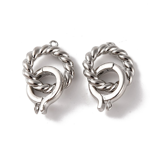 

PandaHall Brass Fold Over Clasps, Twist Rings, Platinum, 25mm, Hole: 1mm and 1.2mm Brass Ring