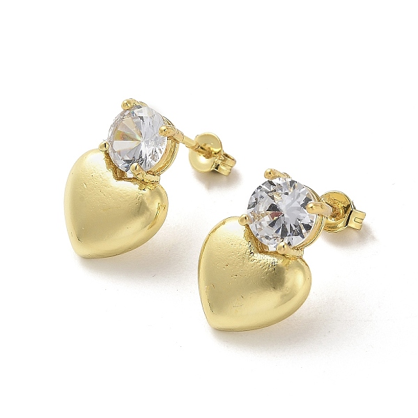 

PandaHall Heart Rack Plating Brass Micro Pave Clear Cubic Zirconia Stud Earrings, Cadmium Free & Lead Free, Real 18K Gold Plated, 17.5x12mm...