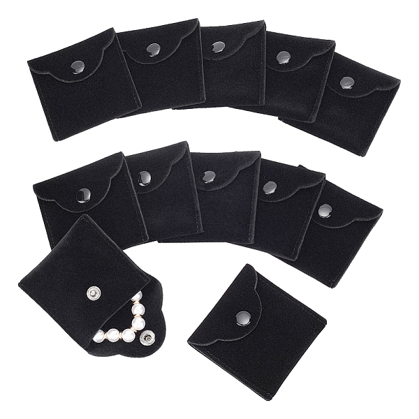 

PandaHall 20 Pcs Black Square Velvet Jewelry Pouches, Jewelry Gift Bags with Snap Button Velvet Gift Bags for Ring Necklace Earring...