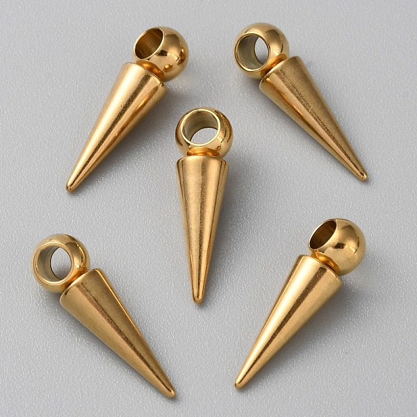 

PandaHall 304 Stainless Steel Pendants, Cone Charm, Golden, 20.5x6x5.5mm, Hole: 3.5mm 304 Stainless Steel Cone