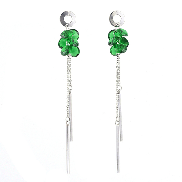 

PandaHall 304 Stainless Steel Dangle Stud Earring, with Cable Chains, Cubic Zirconia Charms and Ear Nuts, Green, 76.5mm, Pin: 0.8mm Cubic...
