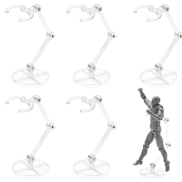 

PandaHall Clear Plastic Model Assembled Action Figure Display Holders, Doll Model Support Stands, with Iron Findings, Round, 4.95x11cm...
