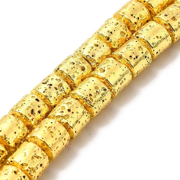 

PandaHall Electroplated Natural Lava Rock Beads Strands, Column, Golden Plated, 8x8.5mm, Hole: 1mm, about 50pcs/strand, 15.94~16.14 inch...