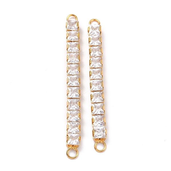 

PandaHall Brass Clear Square Cubic Zirconia Links Connectors, Long-Lasting Plated, Rectangle, Real 18K Gold Plated, 56x5x4mm, Hole: 2.5mm...