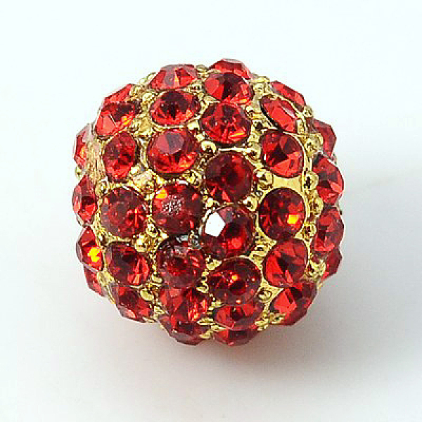 

PandaHall Alloy Rhinestone Beads, Grade A, Round, Golden Metal Color, Light Siam, 10mm Alloy+Rhinestone Round Red
