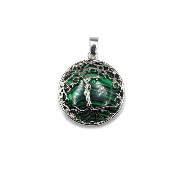 

PandaHall Synthetic Malachite Pendants, Tree of Life Charms with Platinum Plated Alloy Findings, 31x27mm Malachite Tree of Life