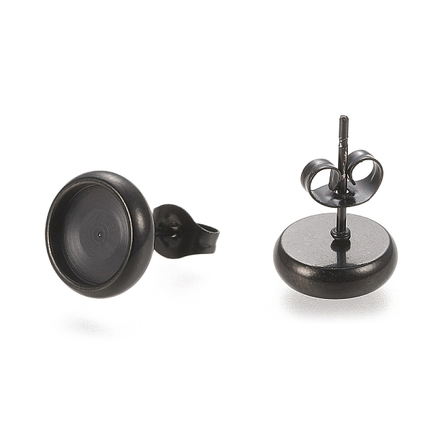 

PandaHall 304 Stainless Steel Stud Earring Settings, with Ear Nuts, Flat Round, Electrophoresis Black, 10.5mm, Pin: 0.8mm, Tray: 8mm 304...