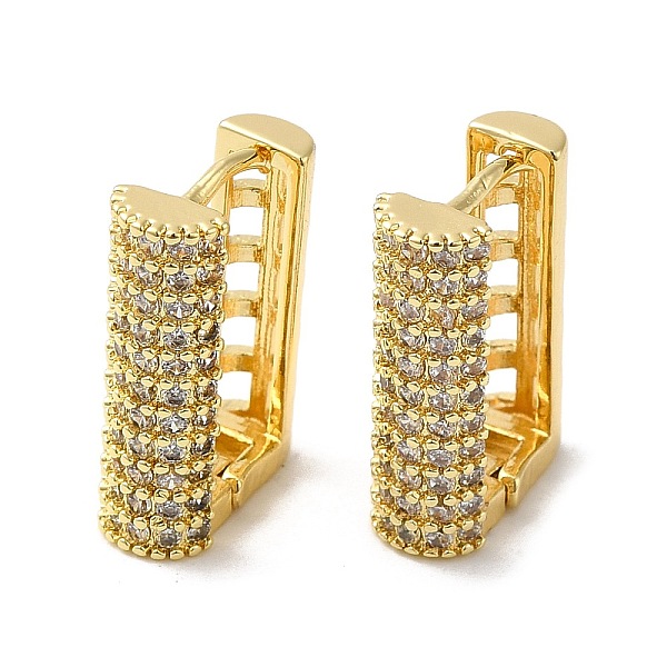 

PandaHall Rectangle Shape Rack Plating Brass Micro Pave Cubic Zirconia Hoop Earrings, Cadmium Free & Lead Free, Long-Lasting Plated, Golden..., Clear