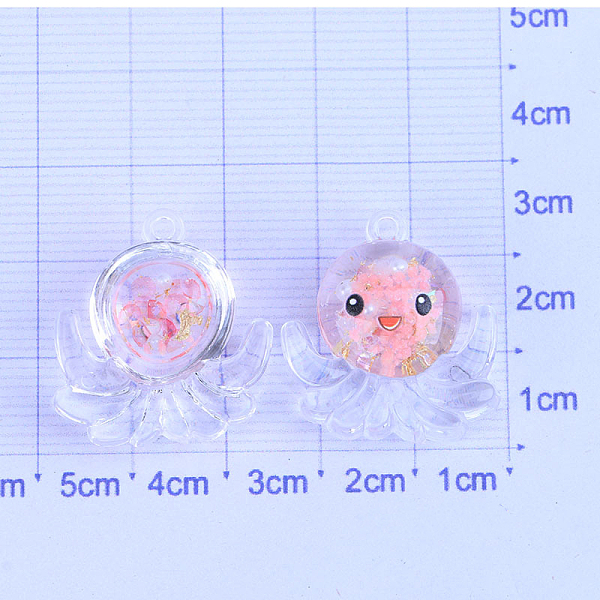 

PandaHall Luminous Transparent Resin Octopus Cabochons, Glow in Dark, with Gold Foil, Miniature Ornaments, Pink, 35x25mm Resin Octopus Pink