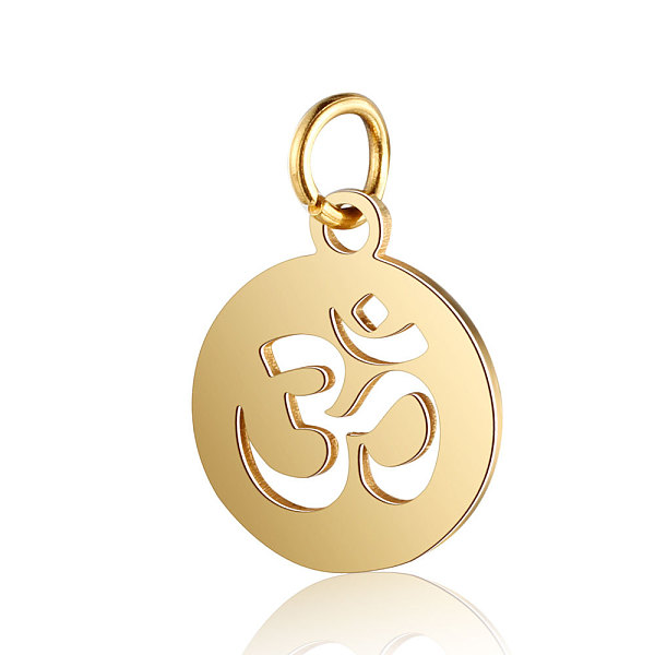 

PandaHall Chakra Theme Stainless Steel Pendants, with Jump Ring, Flat Round with Ohm/Aum, Golden, 1.7x1.2cm Stainless Steel Flat Round