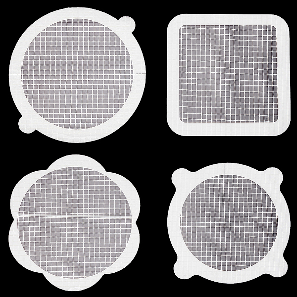 

PandaHall AHADEMAKER 28Pcs 4 Style Fiberglass Hair Catcher, Drain Cover, Mesh Strainer, with Adhesive Back Edge, Mixed Shaped, White...