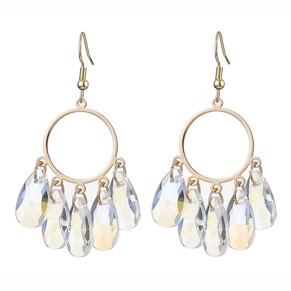 

PandaHall 304 Stainless Steel Dangle Earrings, Teardrop Glass Chandelier Earrings for Women, Golden, 59x34mm 304 Stainless Steel Teardrop