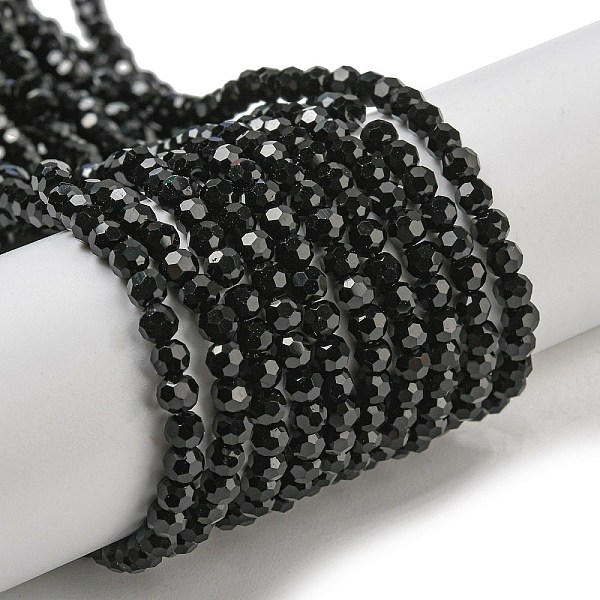 

PandaHall Opaque Glass Beads Stands, Faceted(32 Facets), Round, Black, 3~3.5mm, Hole: 0.6mm, about 174~175pcs/strand, 21.18''~21.34''...