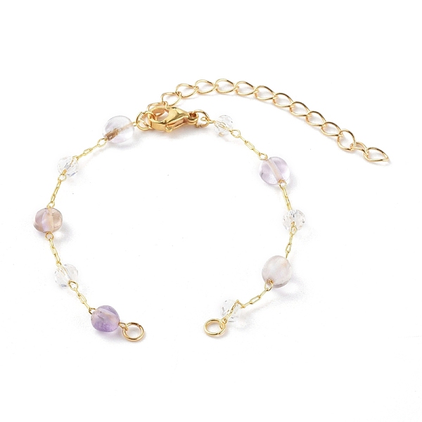 

PandaHall Nuggets Natural Ametrine Beaded Bracelet Makings, with Brass Cable Chains and 304 Stainless Steel Lobster Claw Clasps, Golden...
