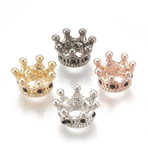 

PandaHall Alloy European Beads, Large Hole Beads, with Rhinestone, Crown, Jet, Mixed Color, 11.5x6mm, Hole: 5mm Alloy+Rhinestone Crown Black