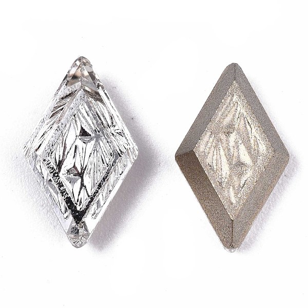 

PandaHall Textured K9 Glass Cabochons, Pointed Back/Random Color Back Plated, Rhombus, Silver, 13x8x3.5mm, about 48pcs/bag Glass Rhombus...