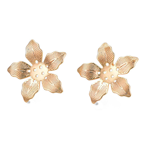 

PandaHall Brass Stud Earring Findings, with Vertical Loop, Cadmium Free & Nickel Free & Lead Free, Flower, Real 18K Gold Plated, 25x26mm...