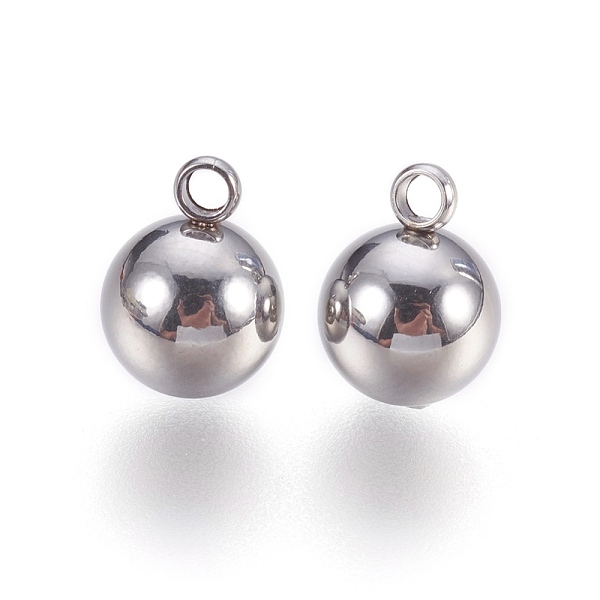 

PandaHall 201 Stainless Steel Charms, Round, Stainless Steel Color, 10.5x8mm, Hole: 1.6mm 201 Stainless Steel Round