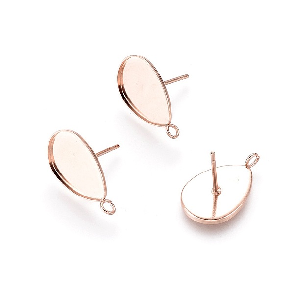 

PandaHall 304 Stainless Steel Stud Earring Settings, with Loop, Teardrop, Rose Gold, Tray: 14x10mm, 17x10.5x1mm, Hole: 2mm, Pin: 0.8mm 304...