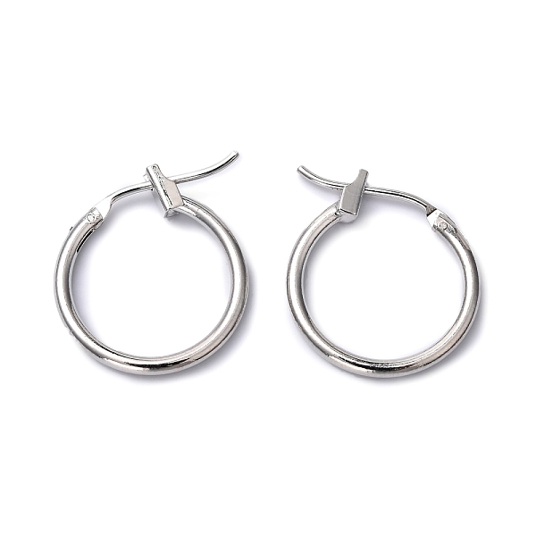 

PandaHall Brass Hoop Earrings, Nickel Free, Platinum Color, 16x1.5mm Brass