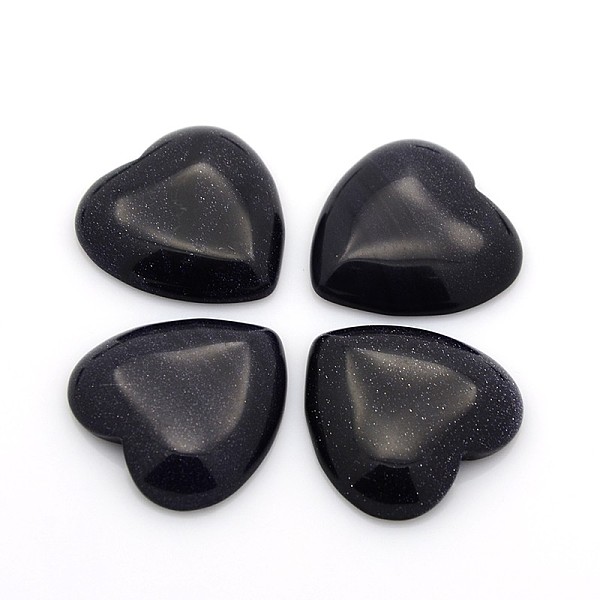 

PandaHall Synthetic Blue Goldstone Cabochons, Heart, 29~30x29~30x6~8mm Blue Goldstone Heart Black