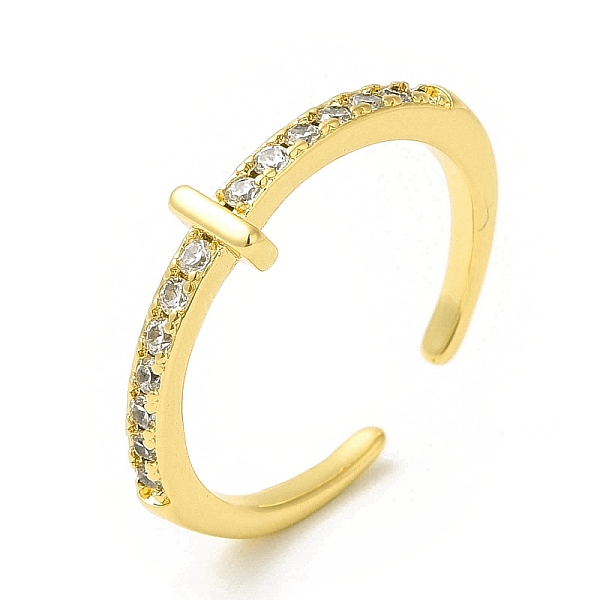 

PandaHall Clear Cubic Zirconia Initial Letter Open Cuff Ring, Real 18K Gold Plated Brass Jewelry for Women, Cadmium Free & Nickel Free &...