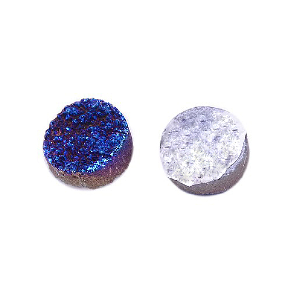 

PandaHall Electroplate Natural Druzy Crystal Cabochons, Flat Round, Dyed, Blue, 12x3~6mm Quartz Crystal Flat Round Blue