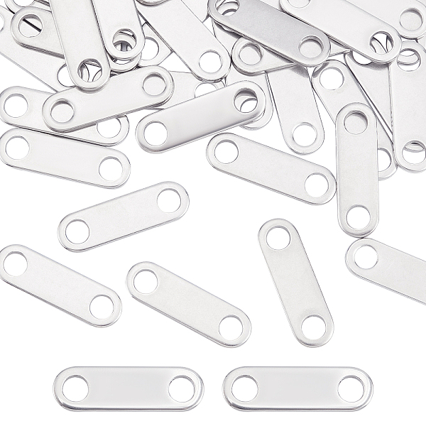 

PandaHall DICOSMETIC 40Pcs 201 Stainless Steel Links Connectors, Oval, Stainless Steel Color, 9x30x2mm, Hole: 5mm 201 Stainless Steel Oval