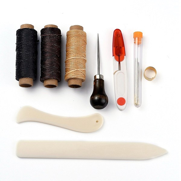 PandaHall Leather Sewing Tools, Leather Craft Hand Stitching Tools, with Leather Sewing Waxed Thread and Needle for Leather Craft Making...