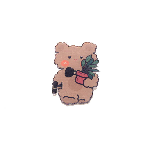 

PandaHall Bear Brooch Pin, Cute Animal Acrylic Lapel Pin for Backpack Clothes, White, Camel, 33x24x7mm Acrylic Brown