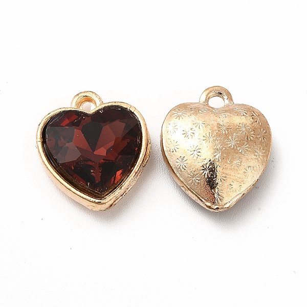 

PandaHall Faceted Glass Rhinestone Pendants, with Golden Tone Zinc Alloy Findings, Heart Charms, Dark Red, 16.5x14x6.5mm, Hole: 1.6mm...