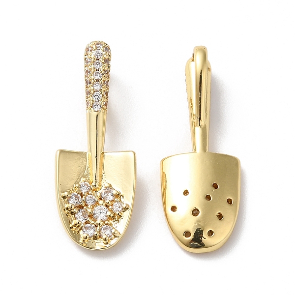 

PandaHall Rack Plating Brass Cubic Zirconia Pendants, Lead Free & Cadmium Free, Long-Lasting Real 18K Gold Plated, Shovel Charm, Clear...