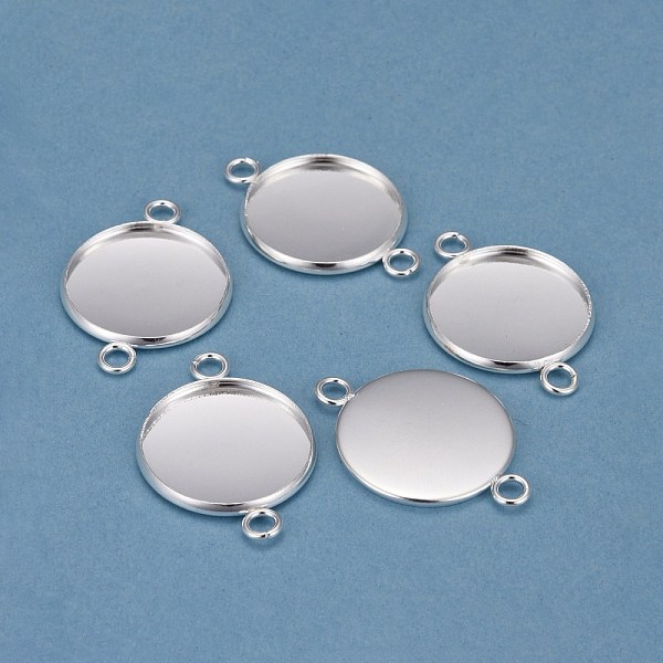 

PandaHall 201 Stainless Steel Cabochon Connector Settings, Plain Edge Bezel Cups, Flat Round, Silver, Tray: 20mm, 31.5x22x2mm, Hole: 3mm 201...