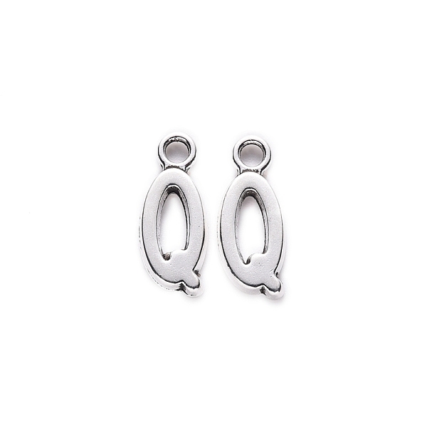 

PandaHall Tibetan Style Alloy Pendants, Cadmium Free & Lead Free, Letter Q, Q: 17x7x2mm, Hole: 2mm, about 1230pcs/1000g Alloy Letter Q