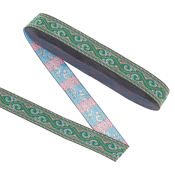 

PandaHall 9M Flat Ethnic Style Polyester Ribbons, for Sewing Decoration, Green, 3/4 inch(20mm), about 9.84 Yards(9m)/Roll Polyester Flower...