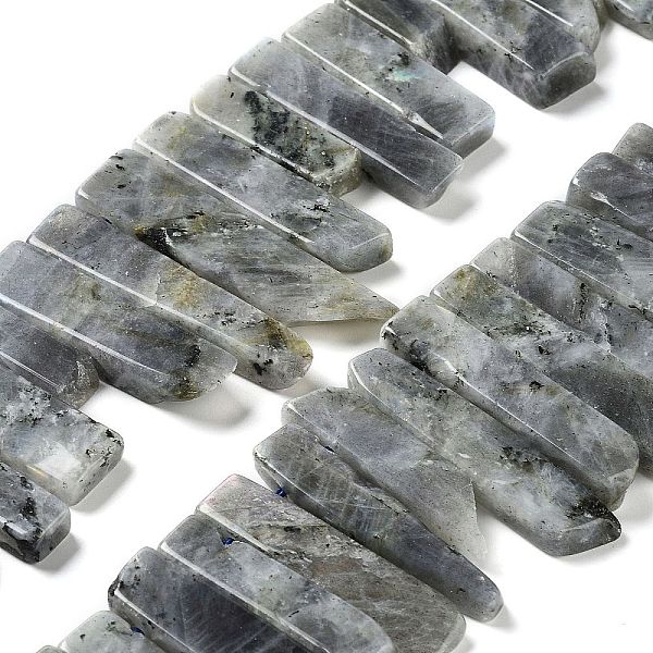 

PandaHall Natural Labradorite Beads Strands, Top Drilled Beads, Rectangle, 24~62x8~14x4~9mm, Hole: 1.8mm, about 34~39pcs/strand...