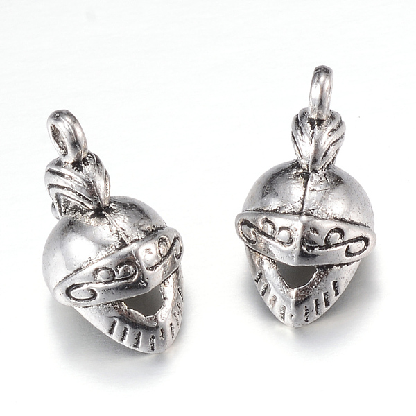 

PandaHall Tibetan Style Alloy Pendants, Knight Helmet Charms, Cadmium Free & Lead Free, Antique Silver, 18.5x10x12.5~13mm, Hole: 2mm Alloy...