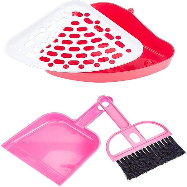 

PandaHall Plastic Small Animal Triangle Toilet Trainer Corner, with Mini Broom Brush and Dustpan Set, for Small Animal, Hot Pink, 10x24x17cm...