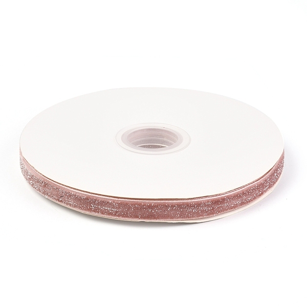 

PandaHall Single Face Sparkle Velve Ribbon, with Glitter Powder, for Gift Packing, Party Decoration, Pink, 3/8 inch(10mm), 9m/roll(9.84...