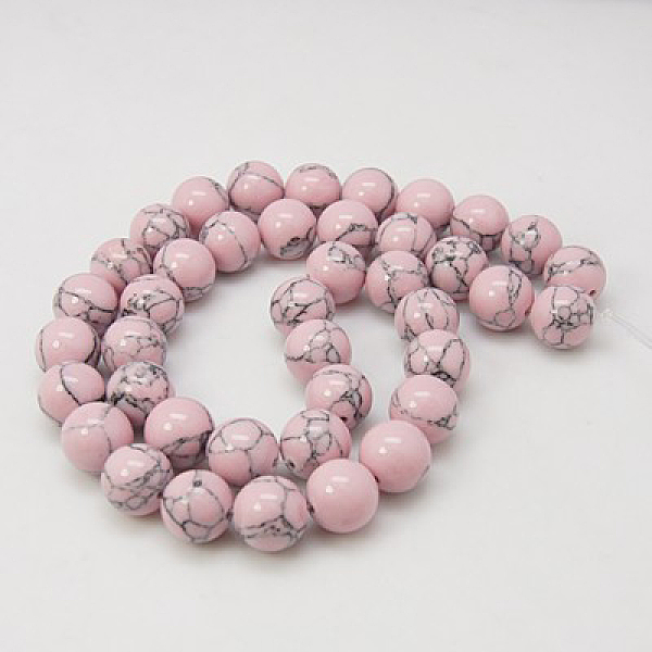 

PandaHall Synthetic Turquoise Beads Strands, Dyed, Round, Pink, 8mm, Hole: 1mm, about 50pcs/strand, 15.7 inch Synthetic Turquoise Round Pink
